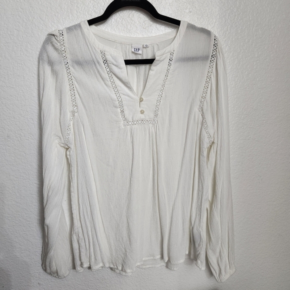 Gap Peasant Top Women's Size Large Crochet Lace - Picture 2 of 11